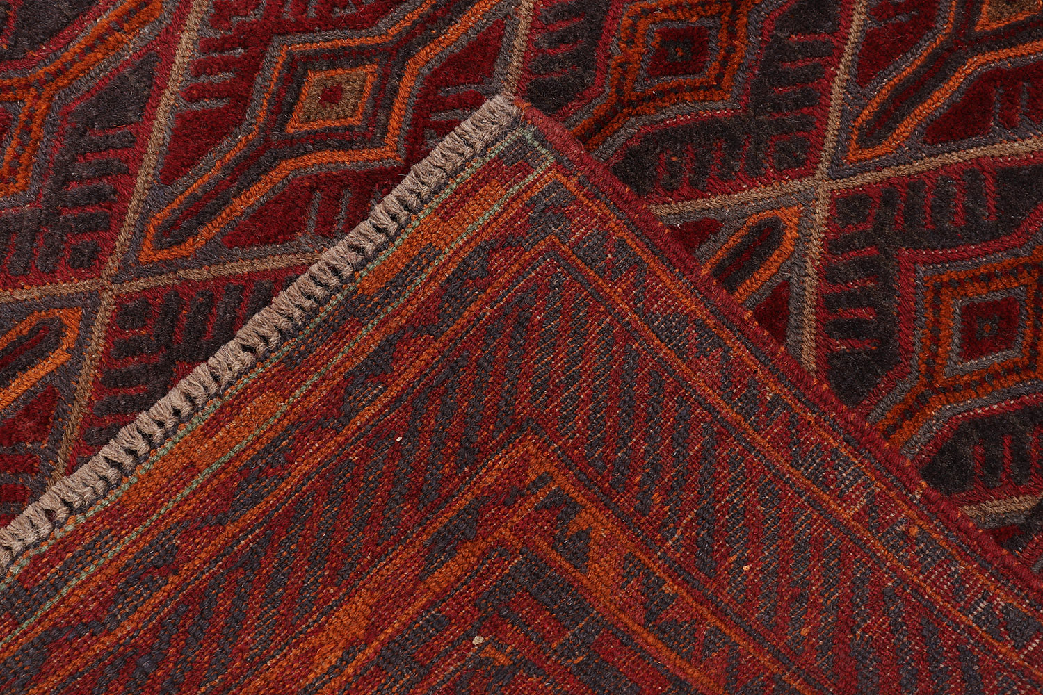 4' x 4'  Red Handmade Mashwani Afghan Rug Square