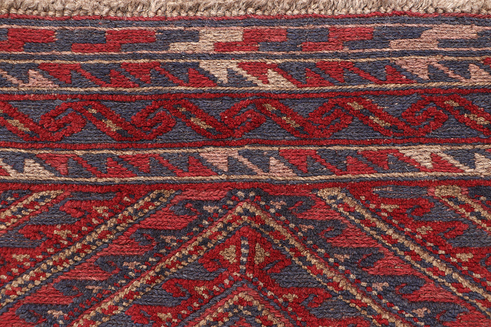 4' x 4'  Red Handmade Mashwani Afghan Rug Square