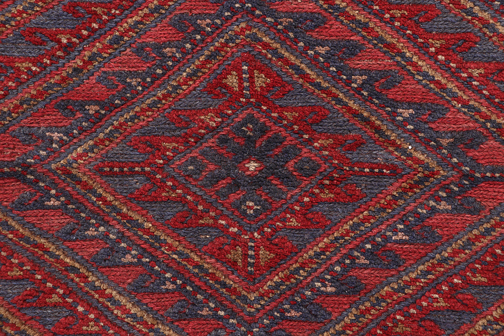 4' x 4'  Red Handmade Mashwani Afghan Rug Square