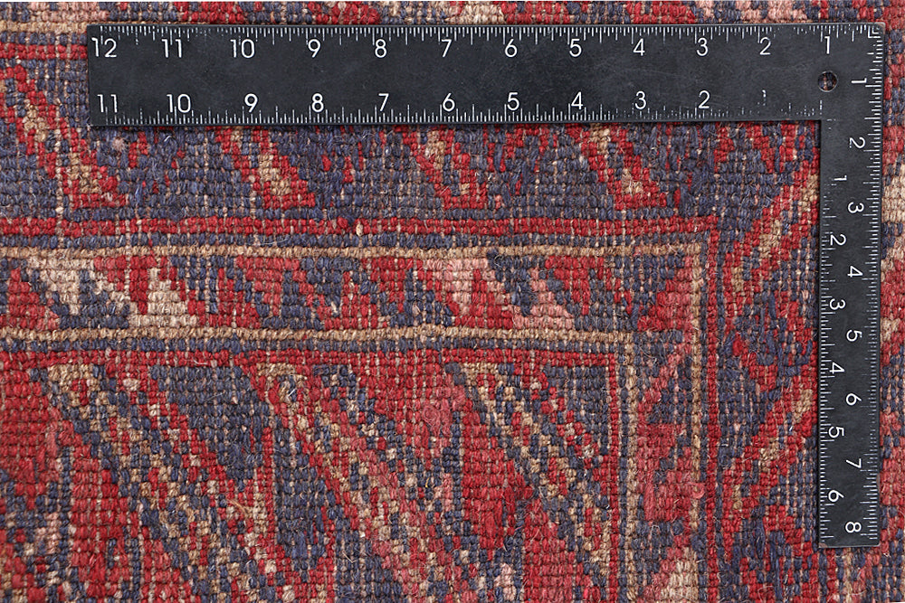 4' x 4'  Red Handmade Mashwani Afghan Rug Square