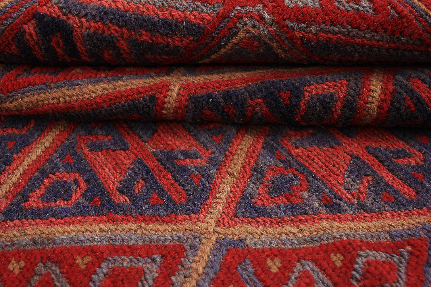 4' x 4'  Red Handmade Mashwani Afghan Rug Square