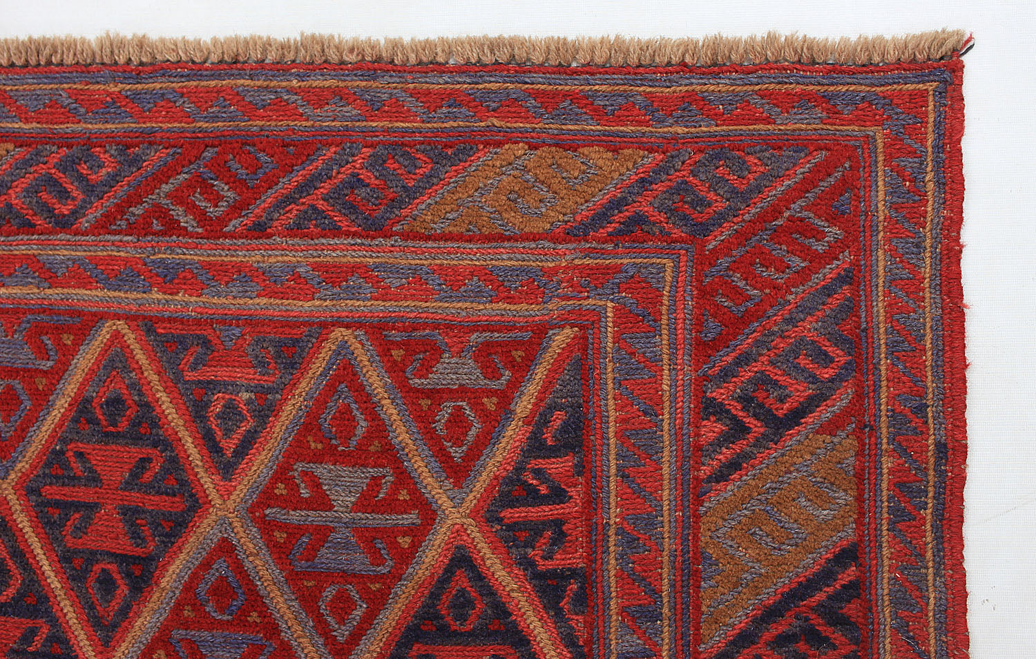 4' x 4'  Red Handmade Mashwani Afghan Rug Square