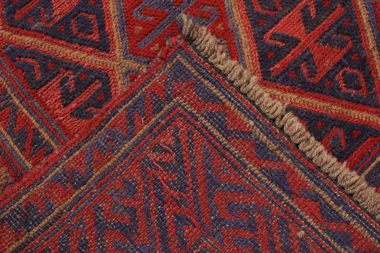 4' x 4'  Red Handmade Mashwani Afghan Rug Square