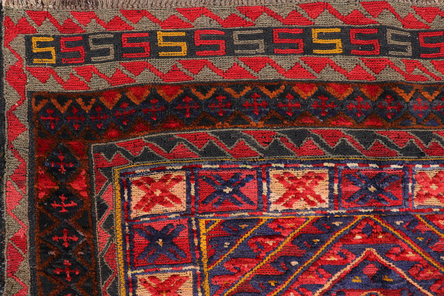 4' x 4'  Red Handmade Mashwani Afghan Rug Square
