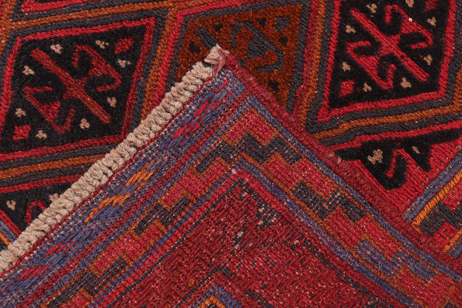 4' x 4'  Red Handmade Mashwani Afghan Rug Square