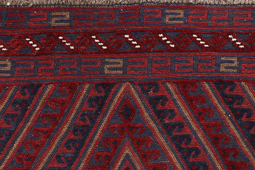 4' x 4'  Red Handmade Mashwani Afghan Rug Square
