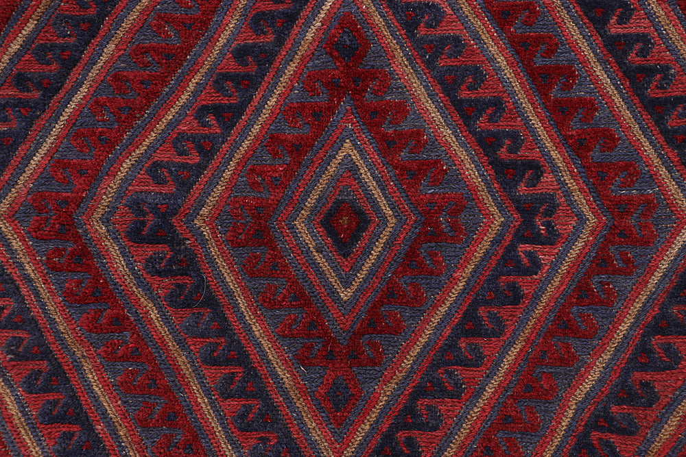 4' x 4'  Red Handmade Mashwani Afghan Rug Square