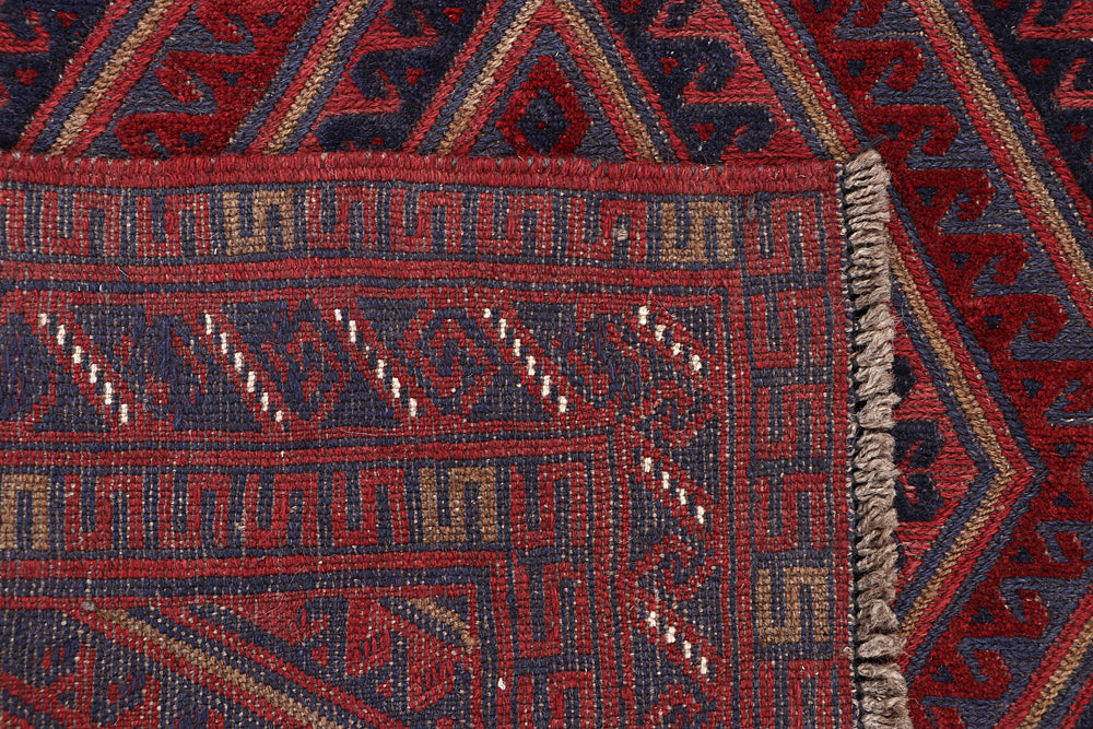 4' x 4'  Red Handmade Mashwani Afghan Rug Square