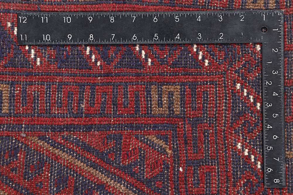 4' x 4'  Red Handmade Mashwani Afghan Rug Square
