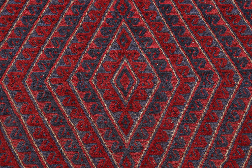4' x 4'  Red Handmade Mashwani Afghan Rug Square