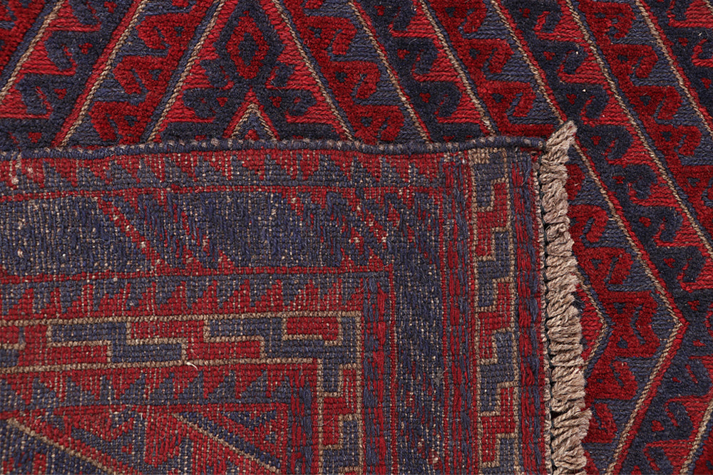 4' x 4'  Red Handmade Mashwani Afghan Rug Square