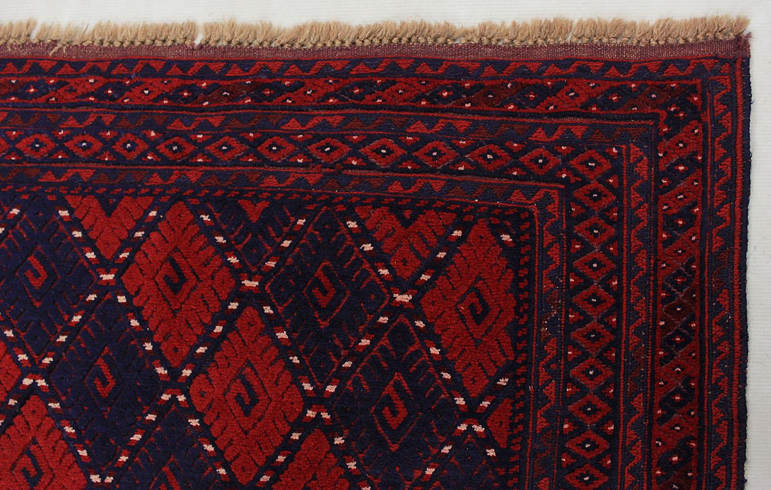 4' x 4'  Red Handmade Mashwani Afghan Rug Square