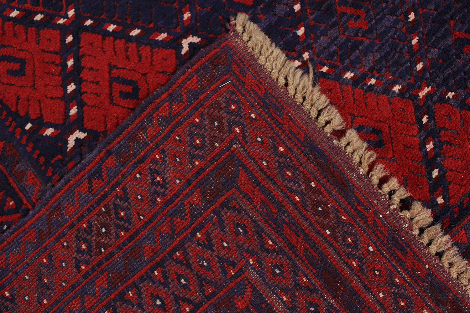4' x 4'  Red Handmade Mashwani Afghan Rug Square
