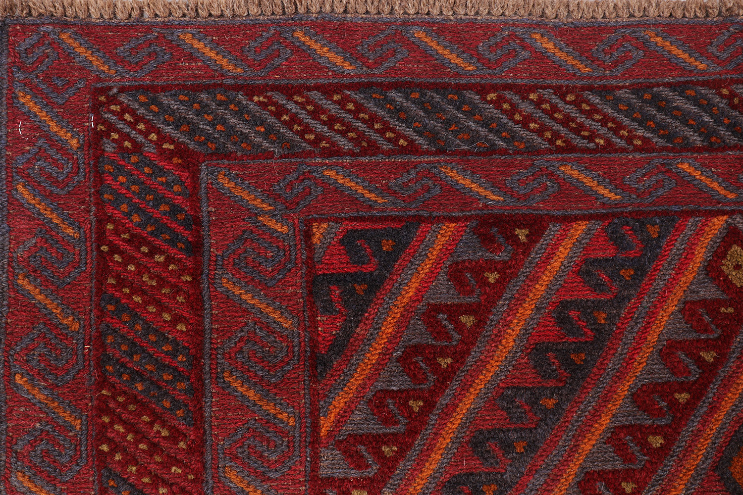 4' x 4'  Red Handmade Mashwani Afghan Rug Square