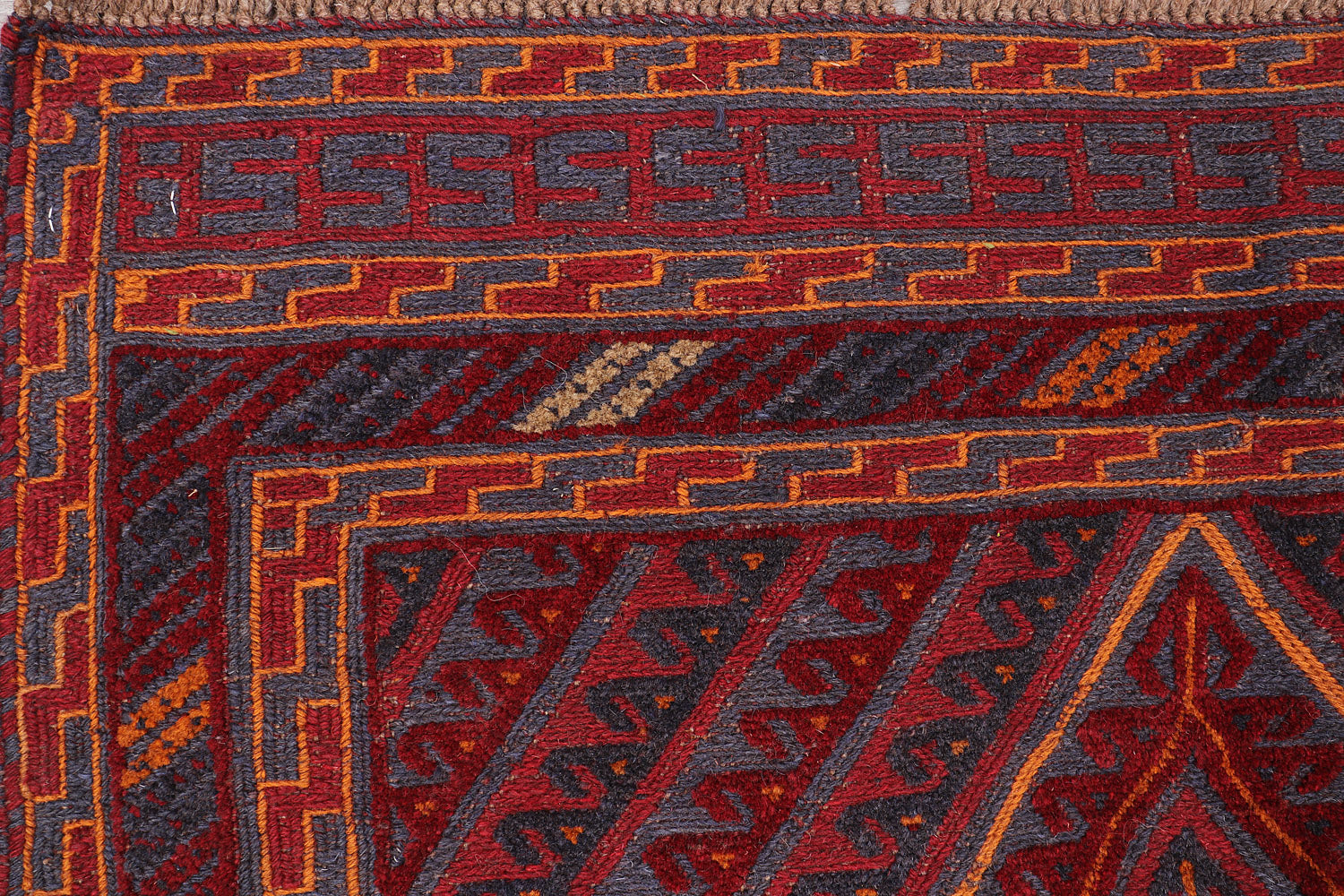 4' x 4'  Red Handmade Mashwani Afghan Rug Square