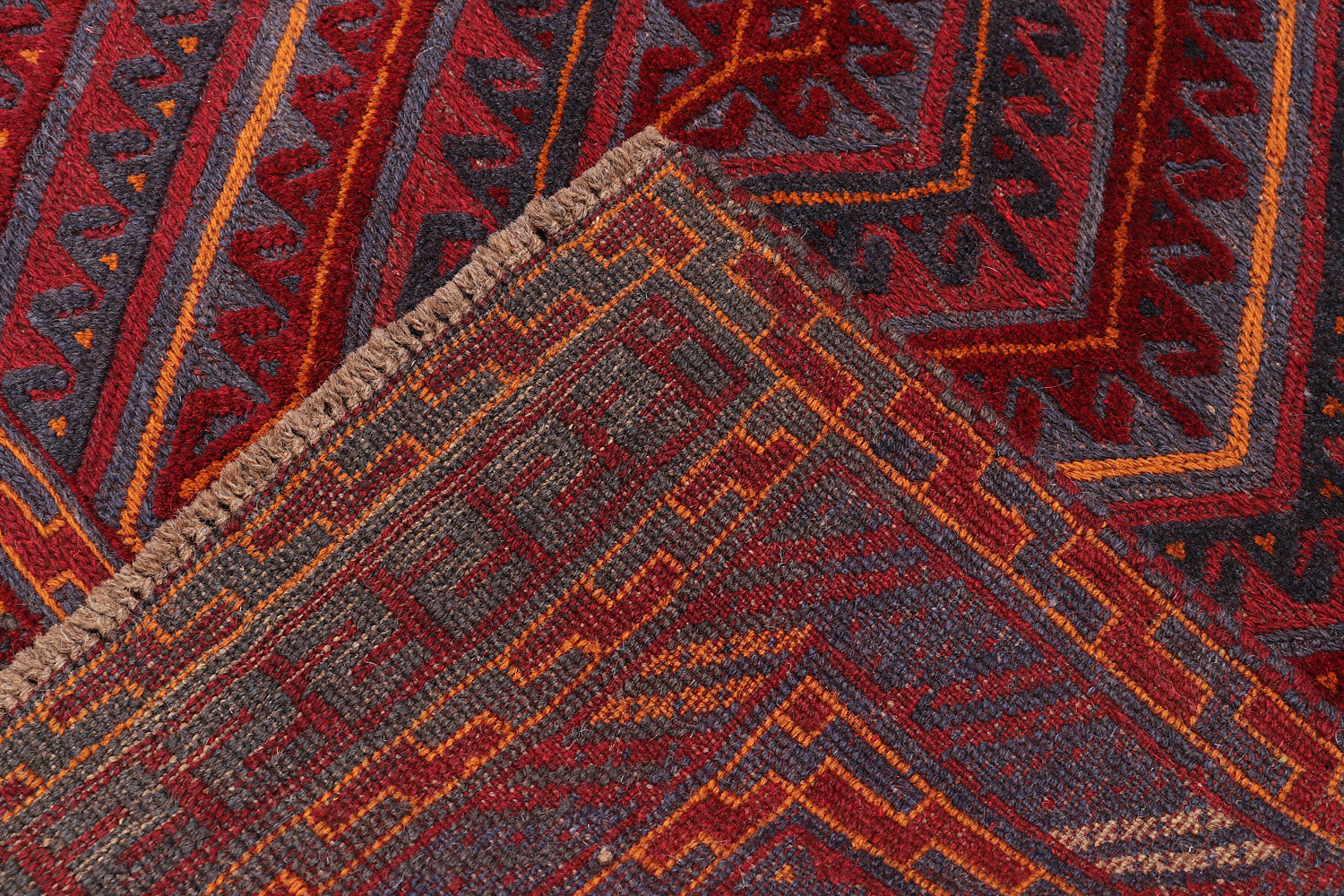 4' x 4'  Red Handmade Mashwani Afghan Rug Square