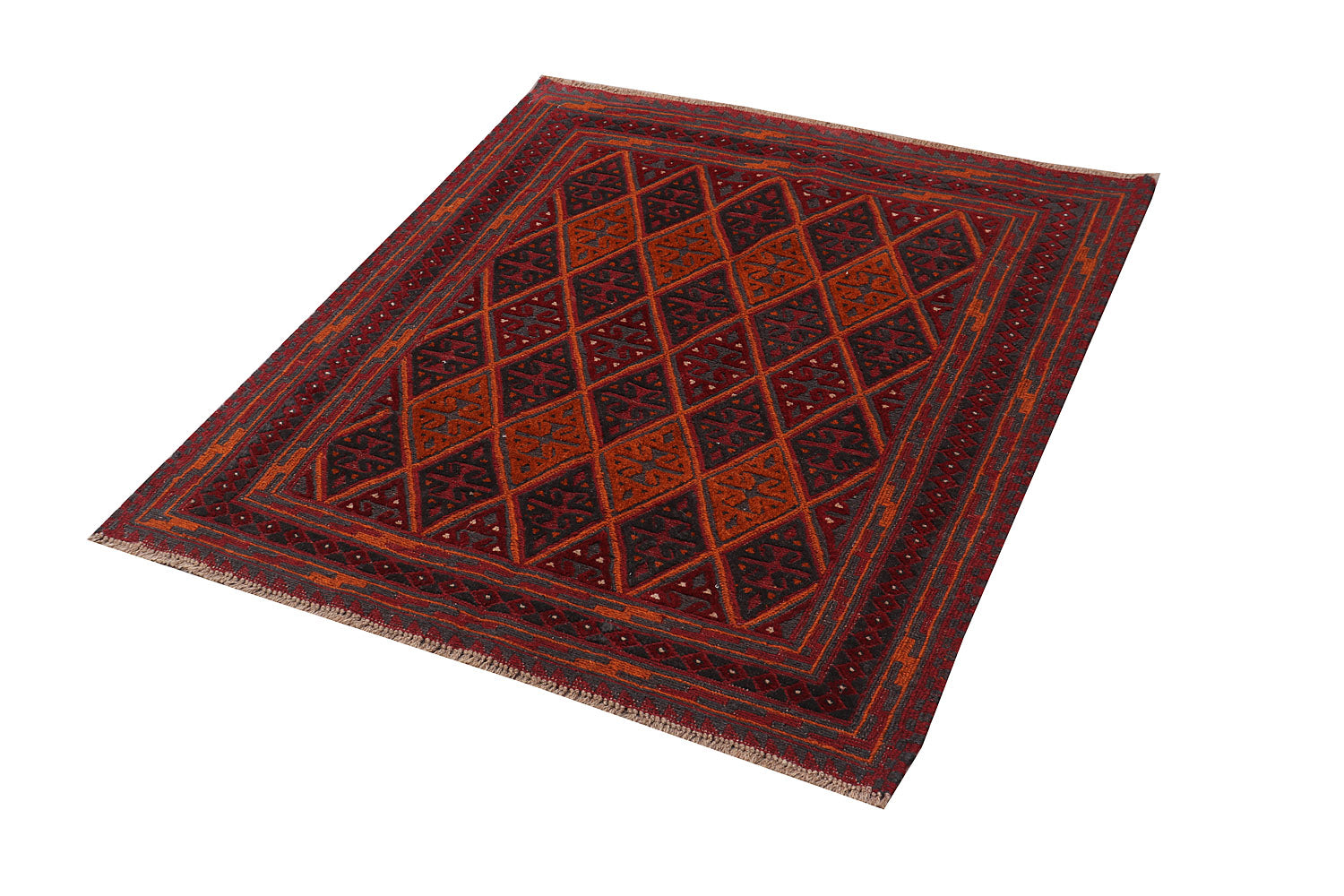 4' x 4'  Red Handmade Mashwani Afghan Rug Square