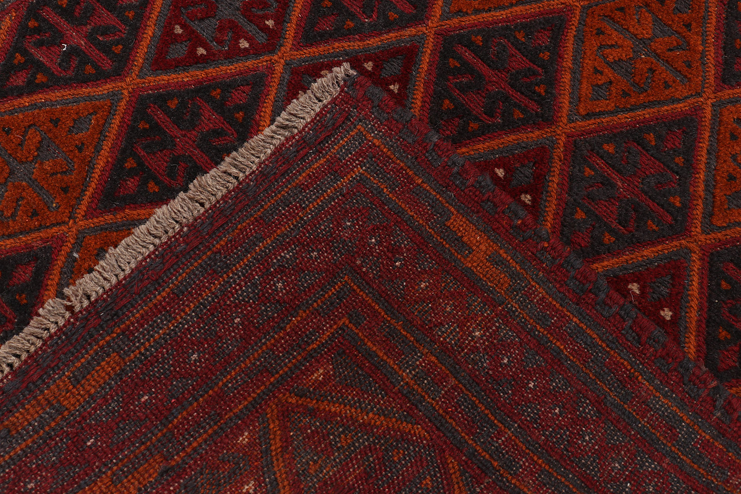 4' x 4'  Red Handmade Mashwani Afghan Rug Square