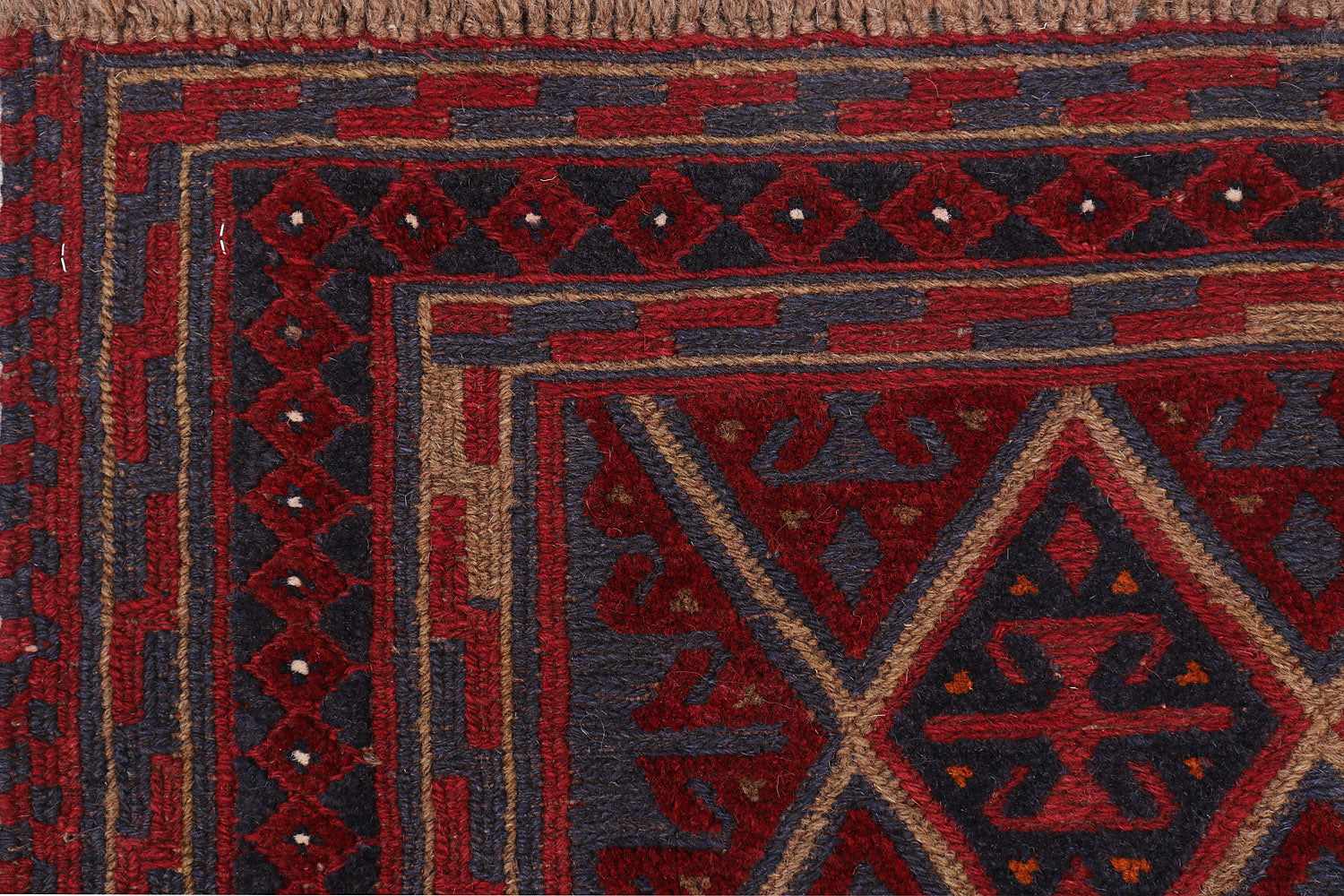 4' x 4'  Red Handmade Mashwani Afghan Rug Square