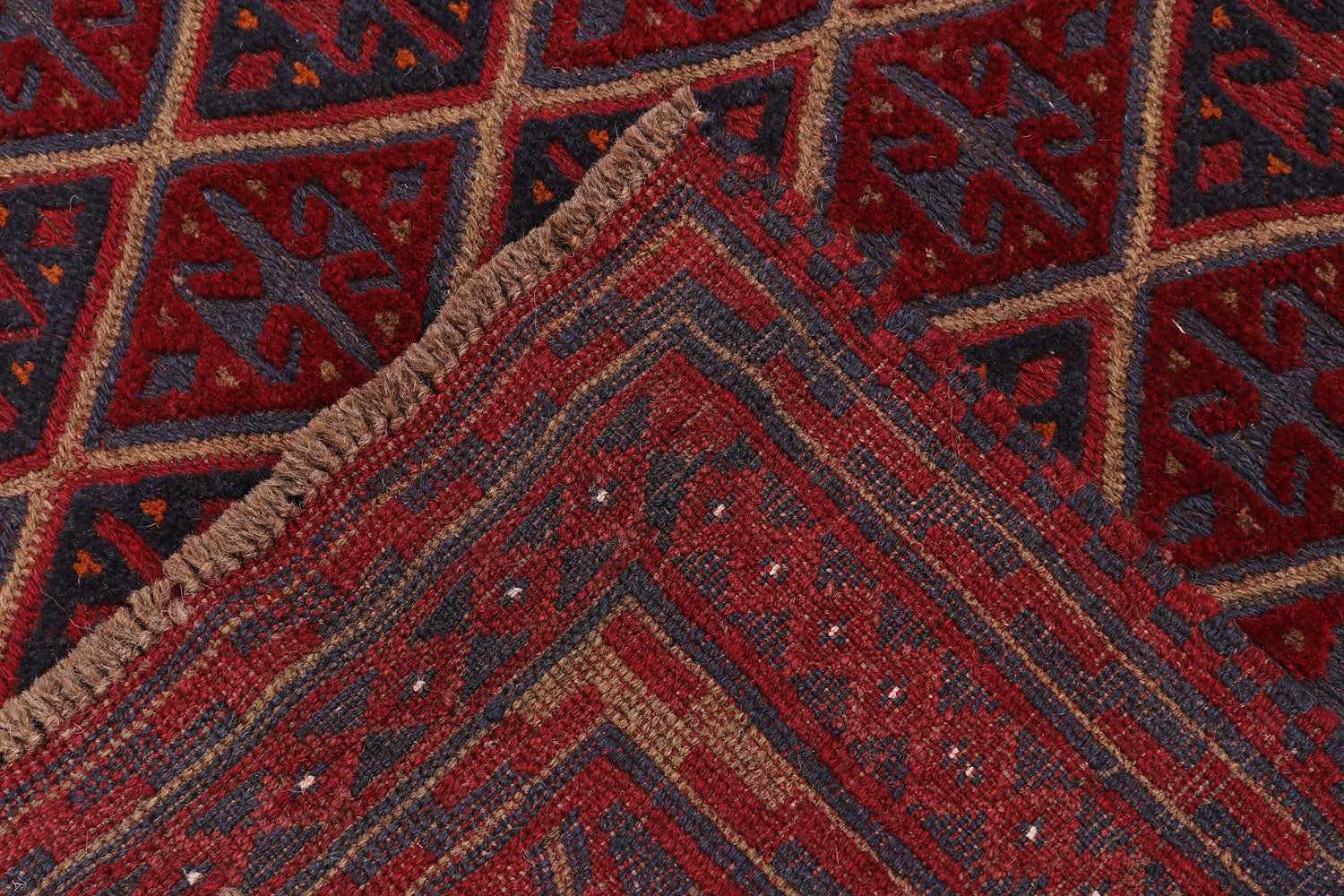 4' x 4'  Red Handmade Mashwani Afghan Rug Square