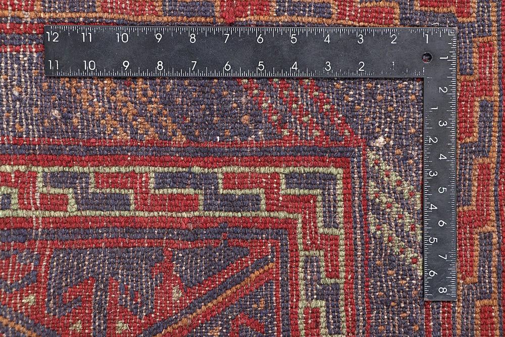 4' x 4'  Red Handmade Mashwani Afghan Rug Square