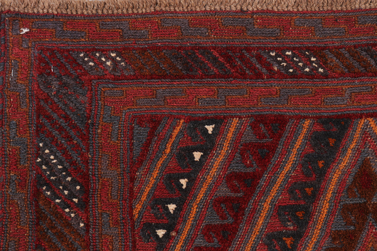 4' x 4'  Red Handmade Mashwani Afghan Rug Square