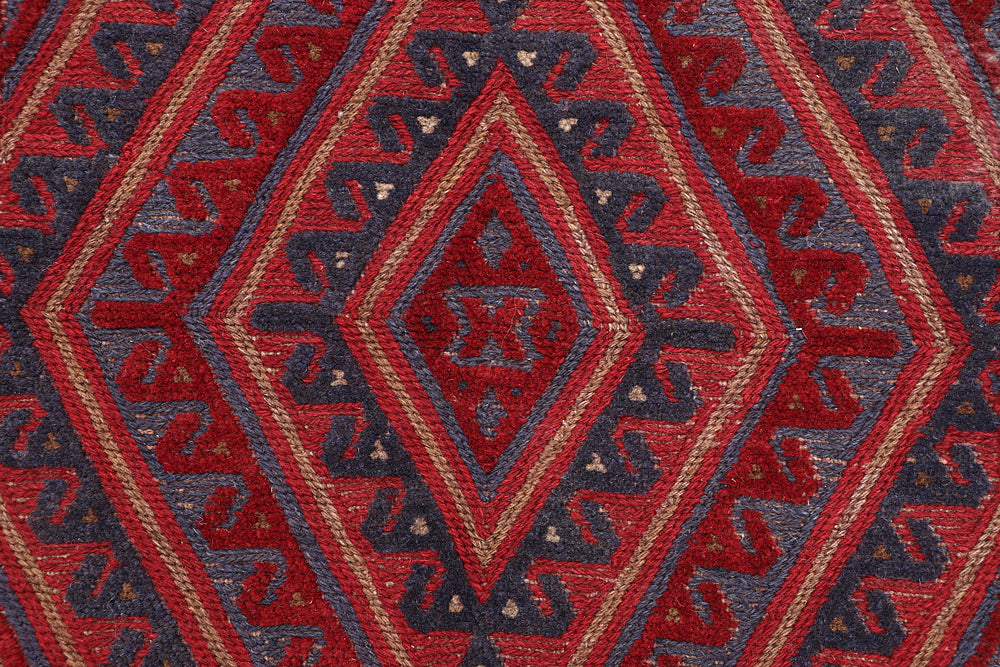 4' x 4'  Red Handmade Mashwani Afghan Rug Square