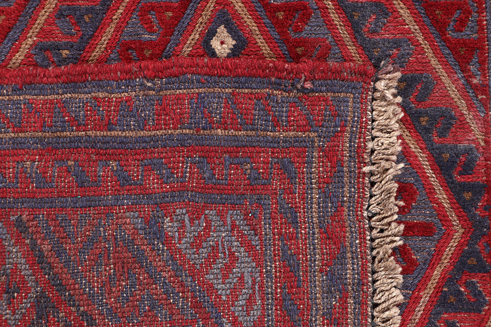 4' x 4'  Red Handmade Mashwani Afghan Rug Square