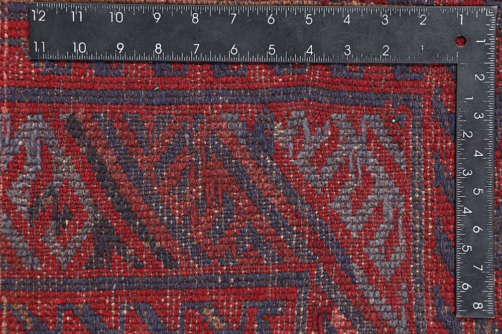 4' x 4'  Red Handmade Mashwani Afghan Rug Square
