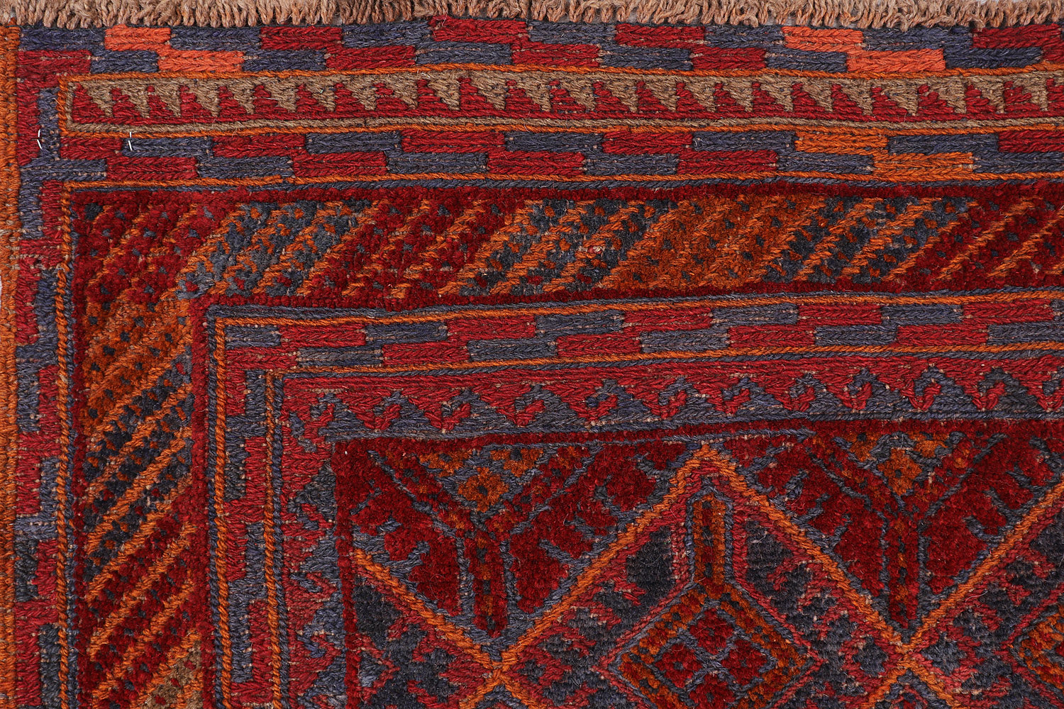 4' x 4'  Red Handmade Mashwani Afghan Rug Square