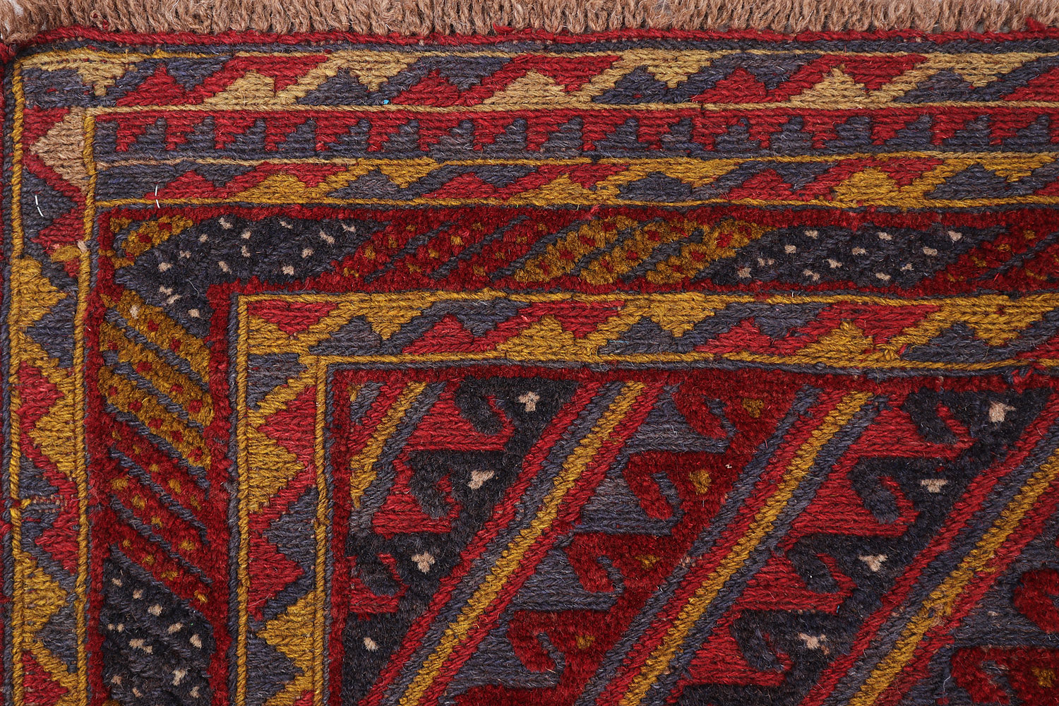 4' x 4'  Red Handmade Mashwani Afghan Rug Square