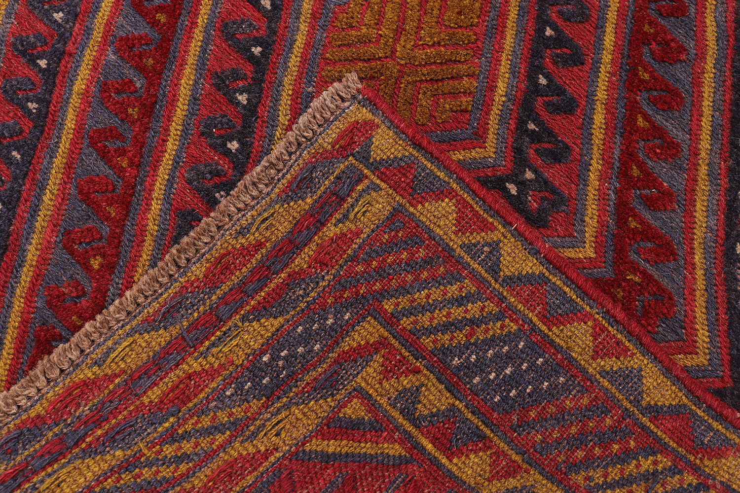 4' x 4'  Red Handmade Mashwani Afghan Rug Square