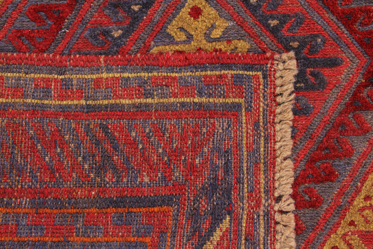 4' x 4'  Red Handmade Mashwani Afghan Rug Square