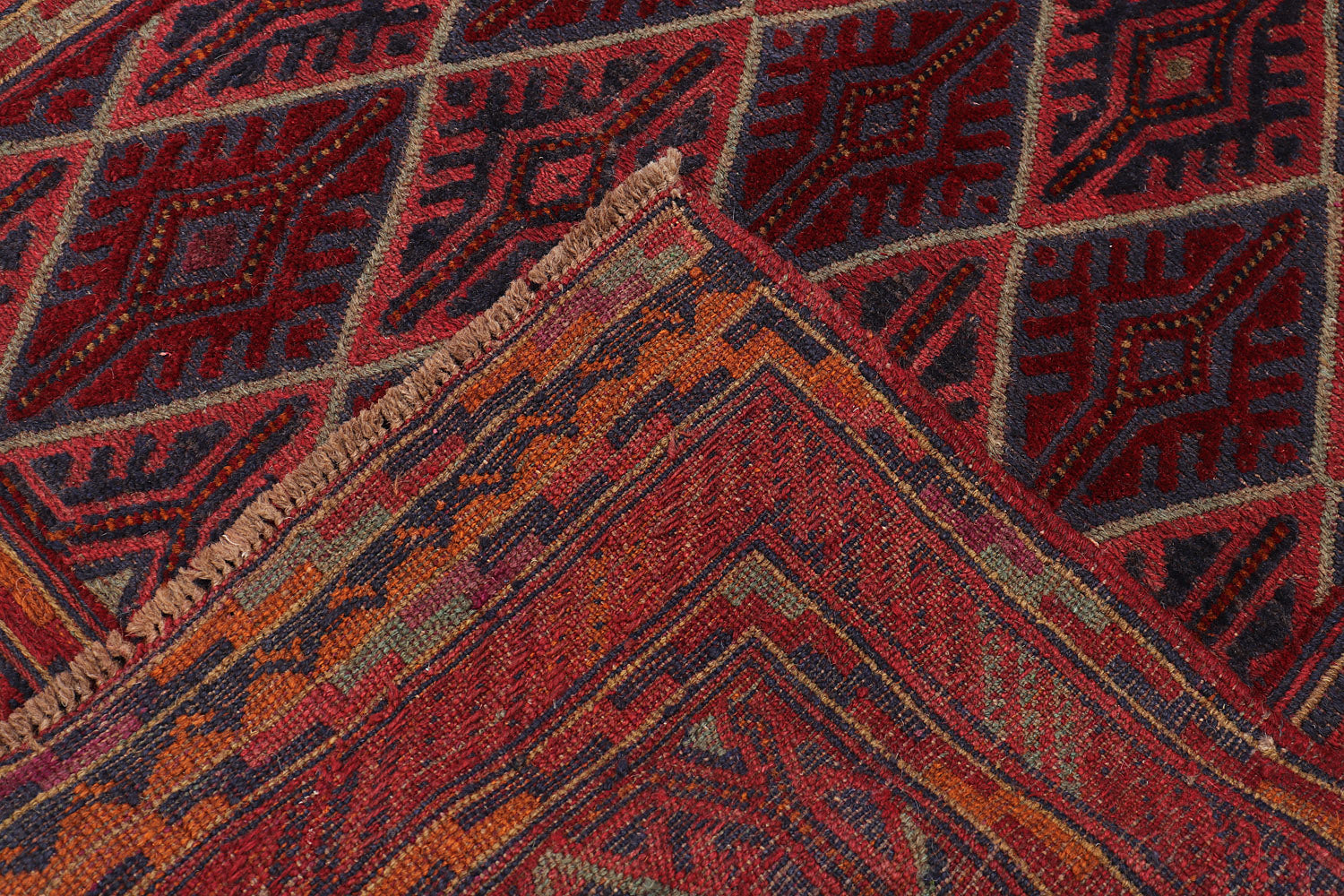 4' x 4'  Red Handmade Mashwani Afghan Rug Square