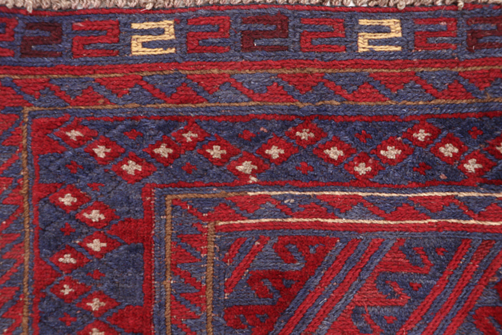 Red Handmade Mashwani Afghan Rug Rectangular