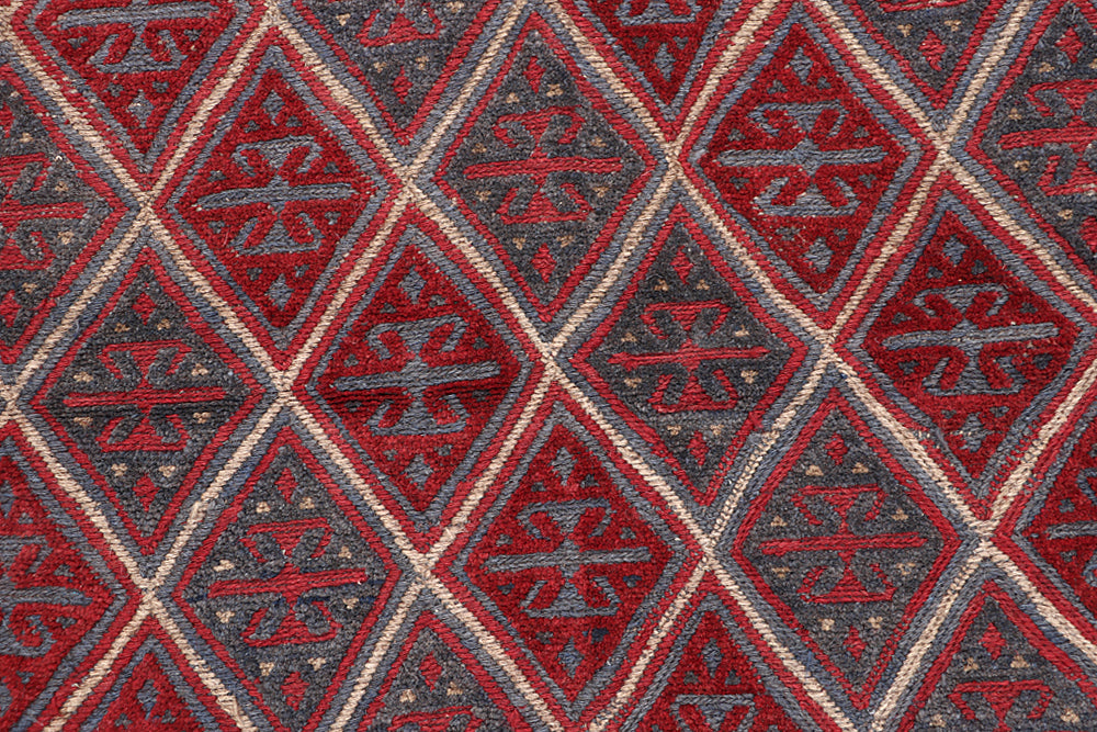 4' x 4'  Red Handmade Mashwani Afghan Rug Square