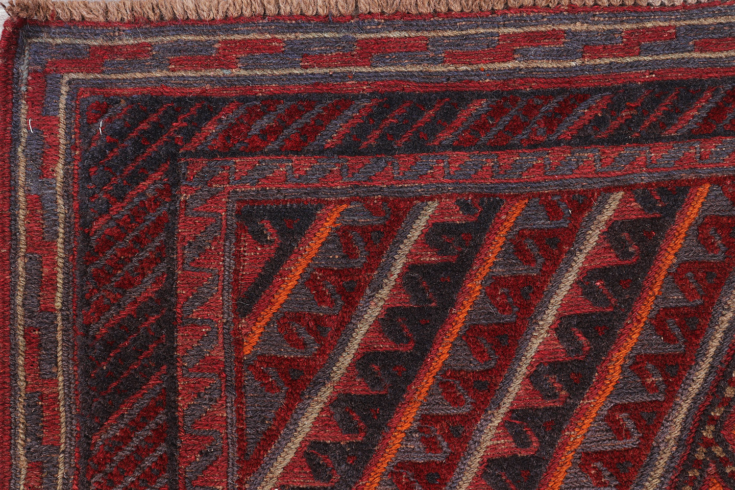 4' x 4'  Red Handmade Mashwani Afghan Rug Square