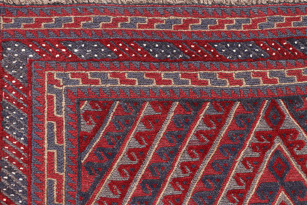 4' x 4'  Red Handmade Mashwani Afghan Rug Square