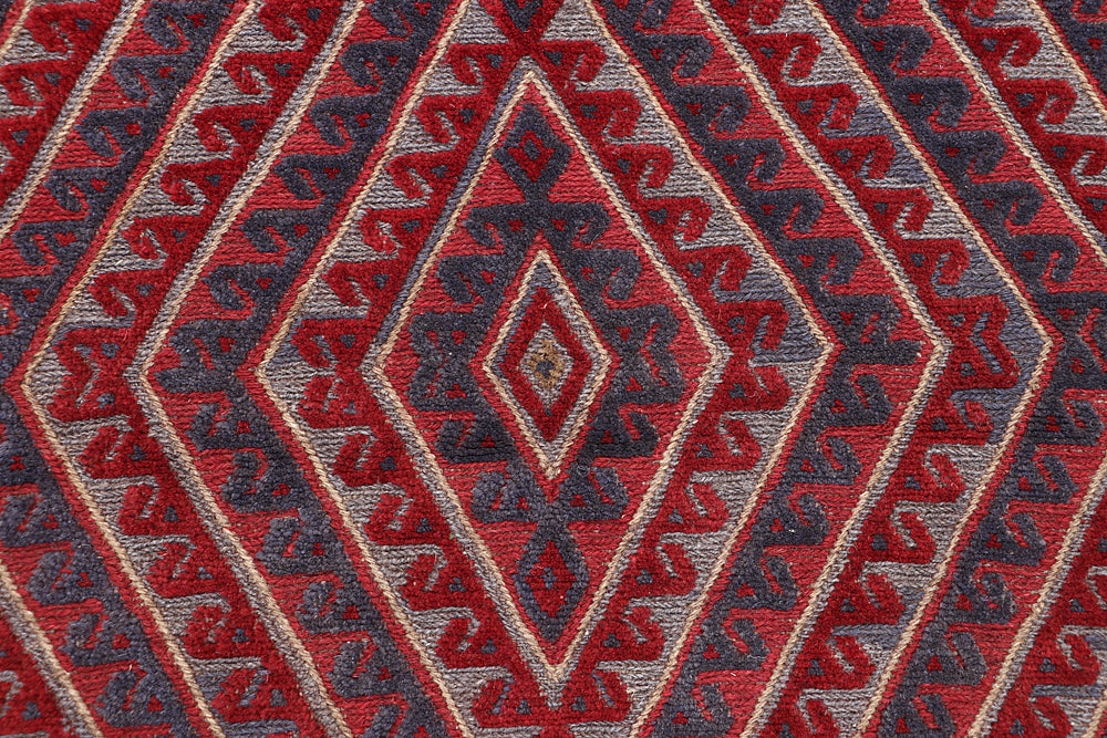 4' x 4'  Red Handmade Mashwani Afghan Rug Square