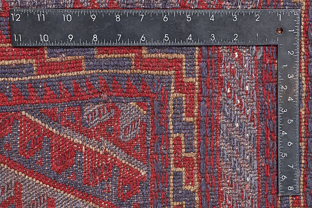 4' x 4'  Red Handmade Mashwani Afghan Rug Square