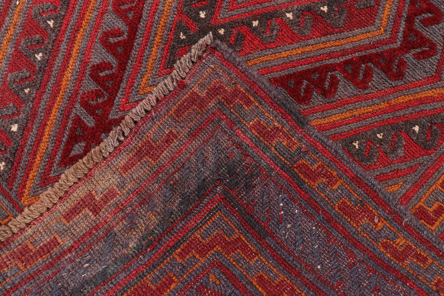 Red Handmade Mashwani Afghan Rug Rectangular