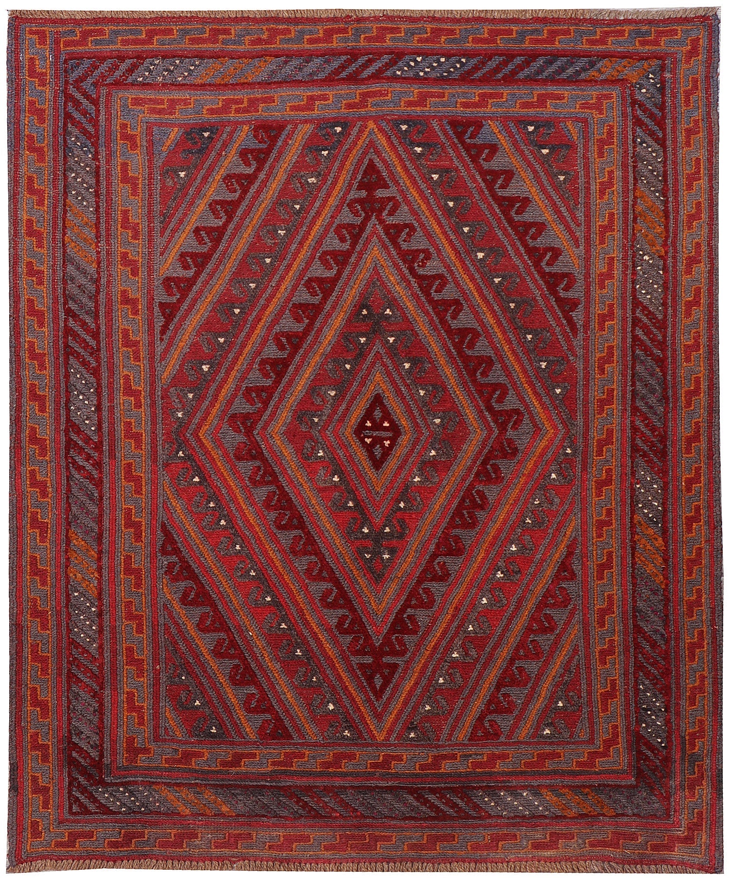 Red Handmade Mashwani Afghan Rug Rectangular