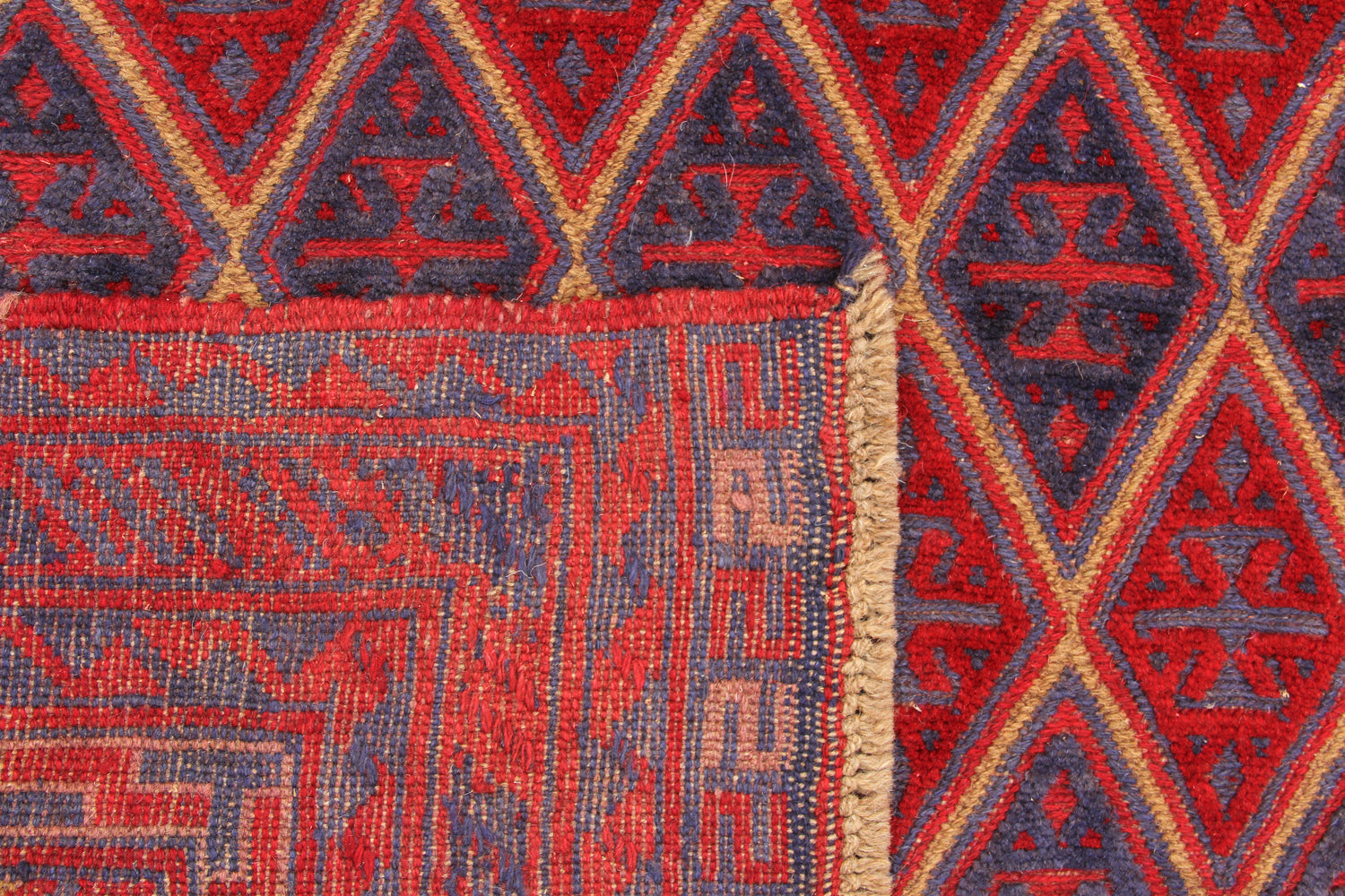 4' x 4'  Red Handmade Mashwani Afghan Rug Square