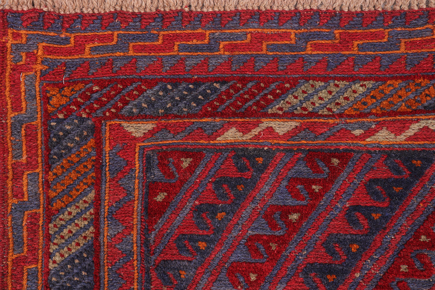4' x 4'  Red Handmade Mashwani Afghan Rug Square