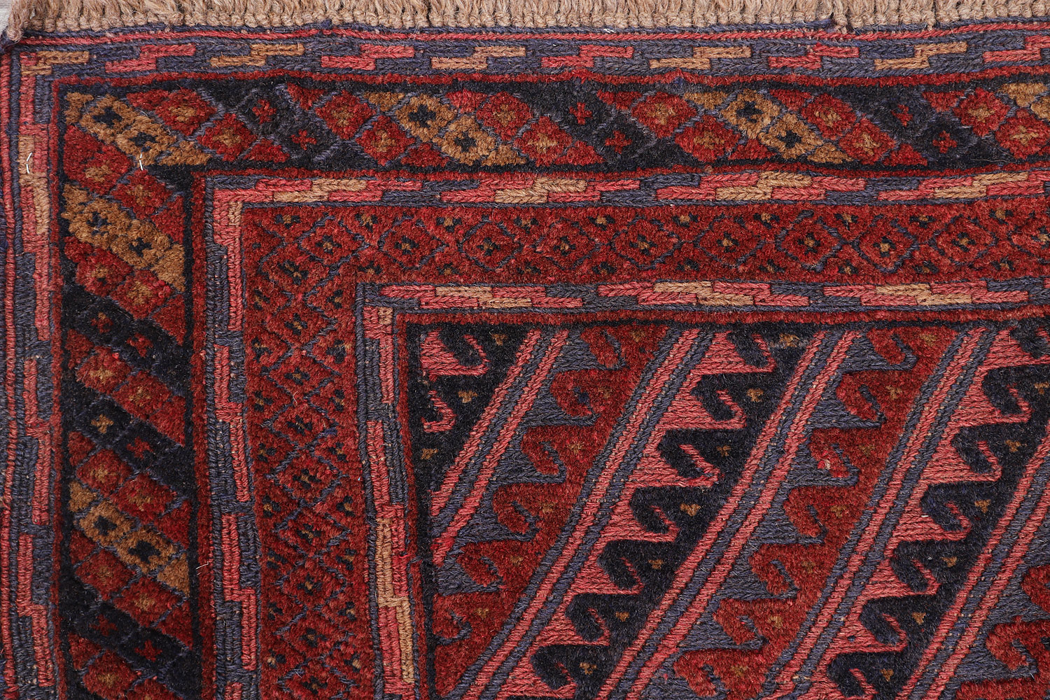 4' x 4'  Red Handmade Mashwani Afghan Rug Square
