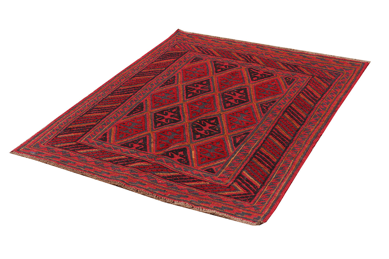 4' x 4'  Red Handmade Mashwani Afghan Rug Square