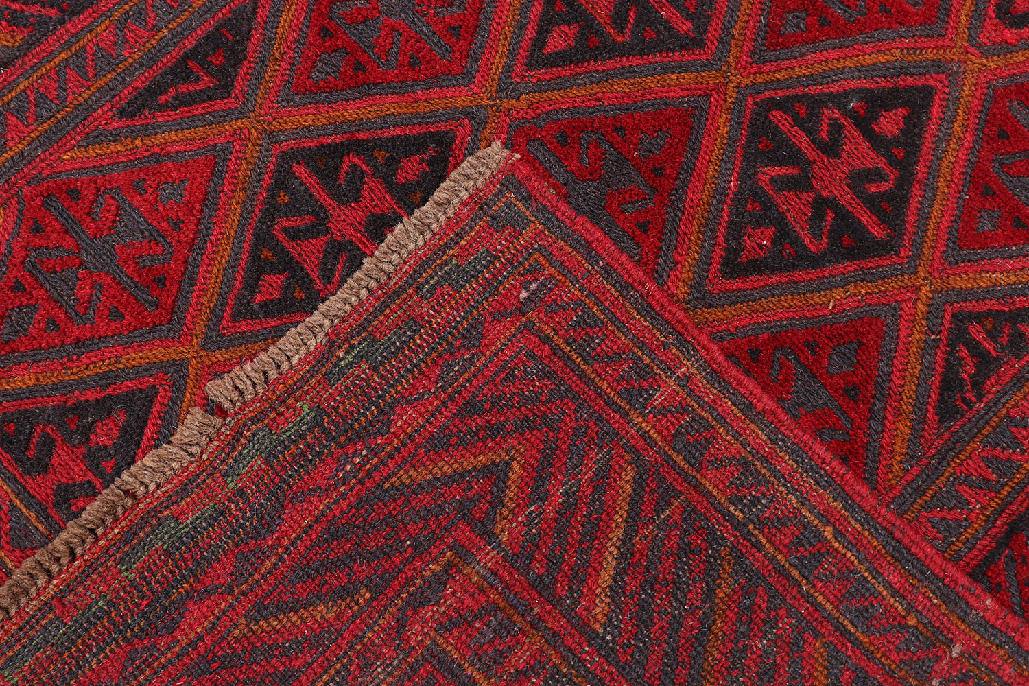 4' x 4'  Red Handmade Mashwani Afghan Rug Square