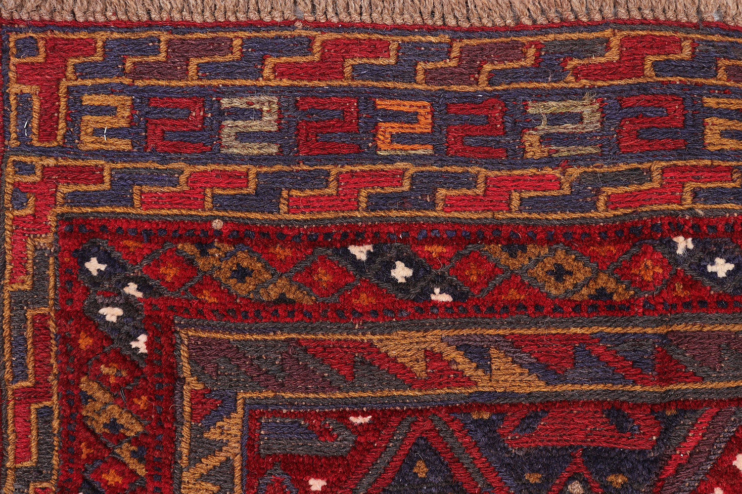 4' x 4'  Red Handmade Mashwani Afghan Rug Square