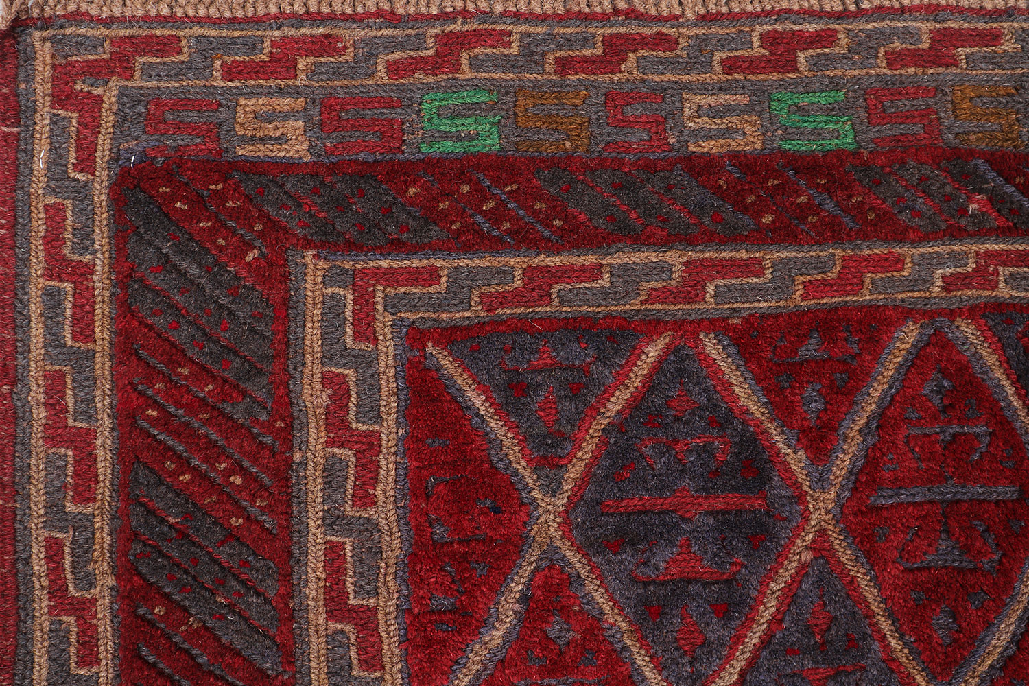 4' x 4'  Red Handmade Mashwani Afghan Rug Square