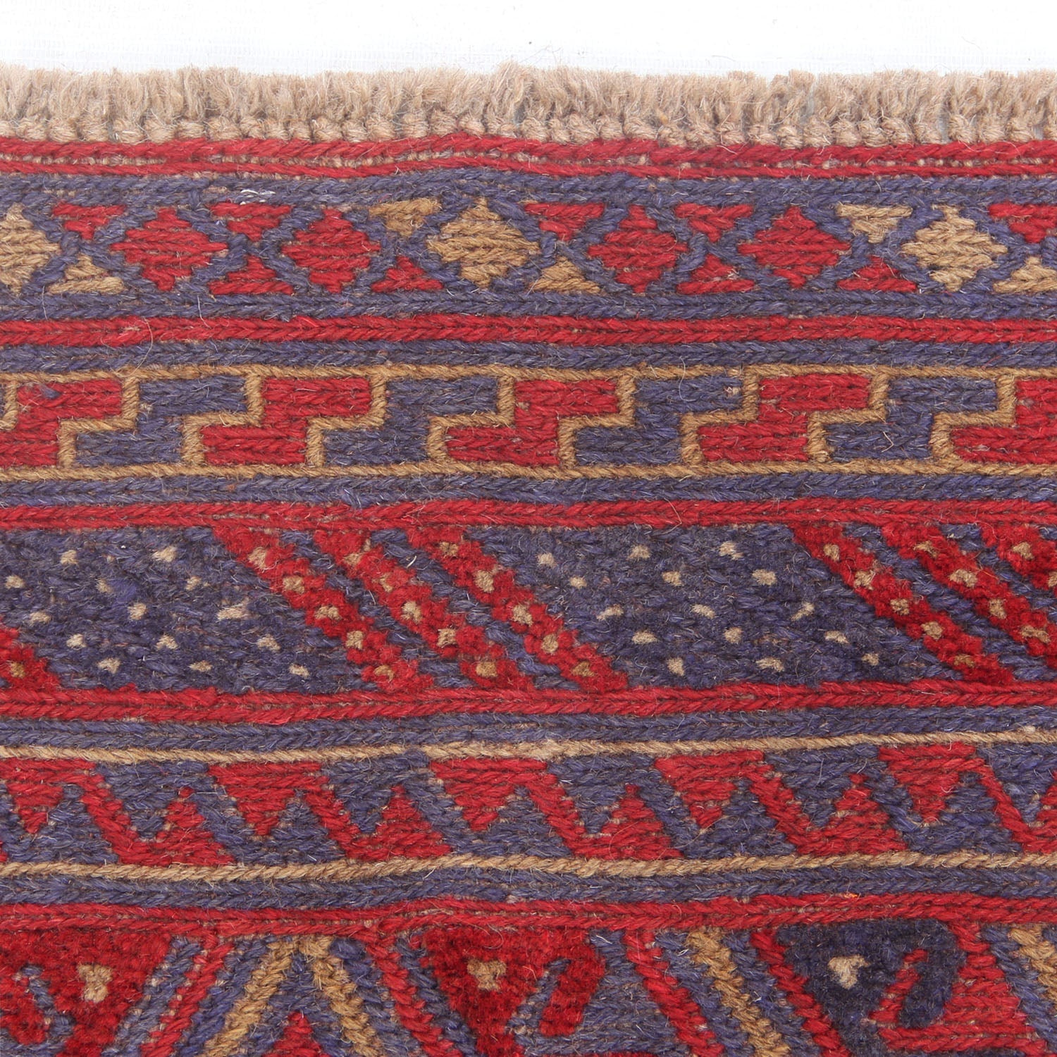 4' x 4'  Red Handmade Mashwani Afghan Rug Square